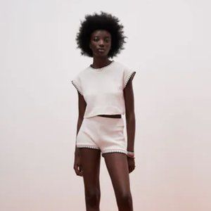 ZARA CROCHET SHORTS ECRU